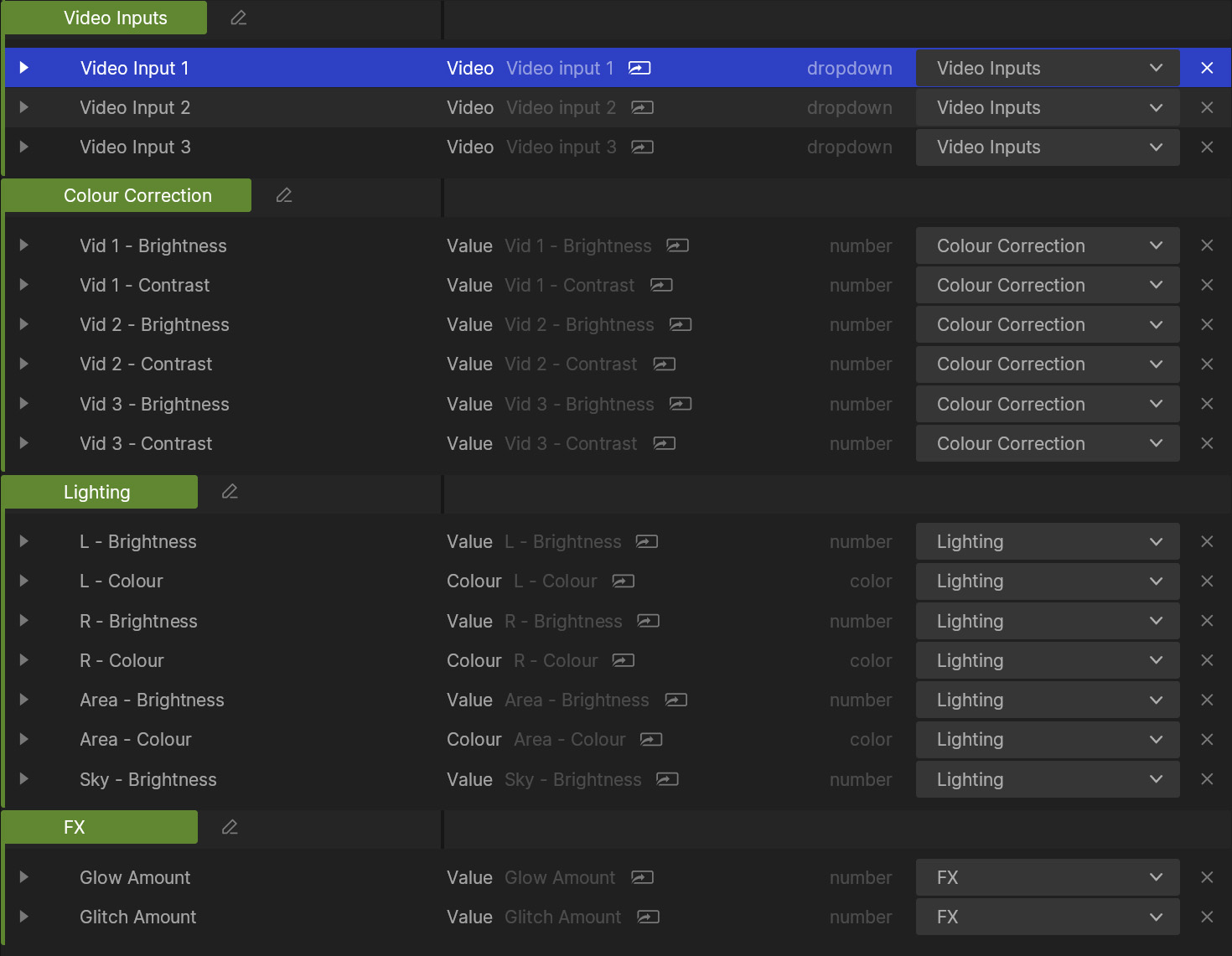 VFX Exposed Parameters